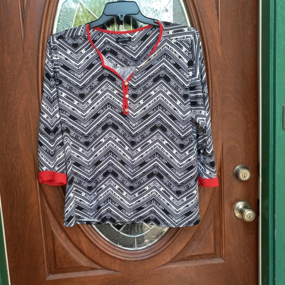 Notations Geometric Design Black/White Top Size L